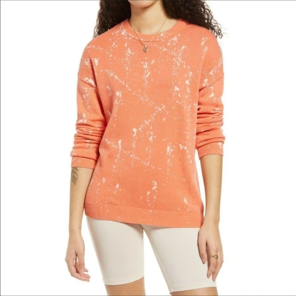 NWT BP Coral Splatter Pattern Organic Cotton Long Sleeve Pullover Plus Size 1X
